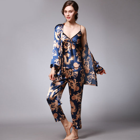 Women’s Silk Pajama Set – 3-Piece Loungewear & Sleepwear Outfit