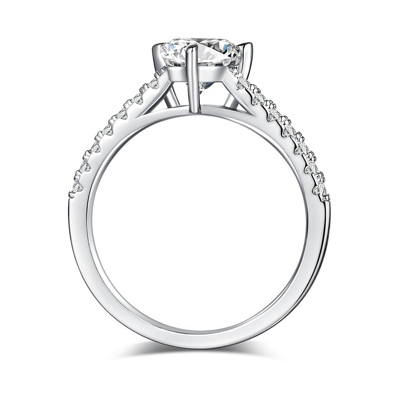 Luxury Silver Ring Triangular Moissanite Set With Top-quality Moissanite D Color VVS,  S925 Silver Electroplated With Platinum