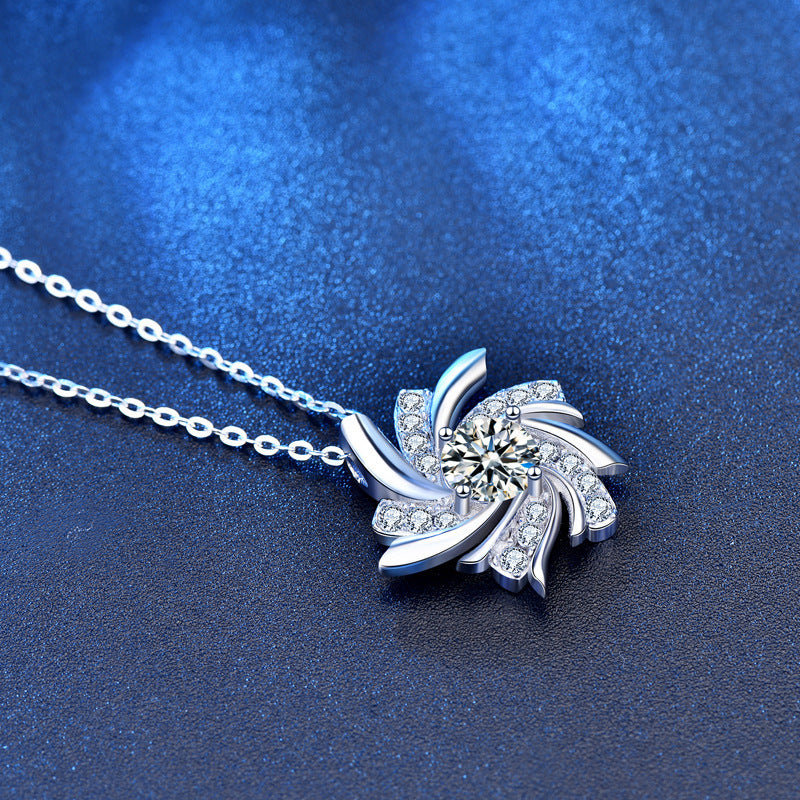 Top Quality Moissanite D Color VVS S925 Sterling Silver Windmill Necklace