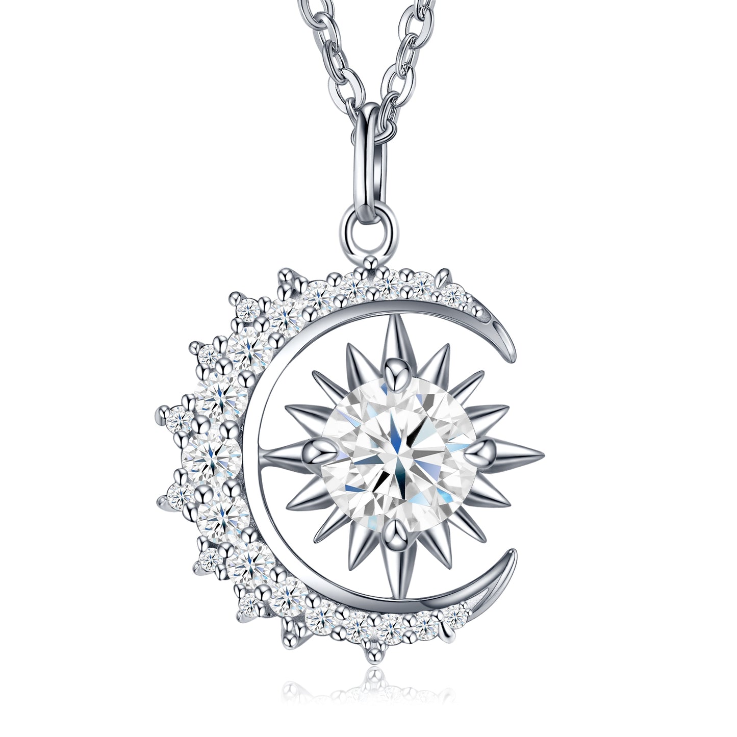Luxury Silver Necklace Featuring Top-quality Moissanite, Made Of S925 Silver Electroplated With Platinum.