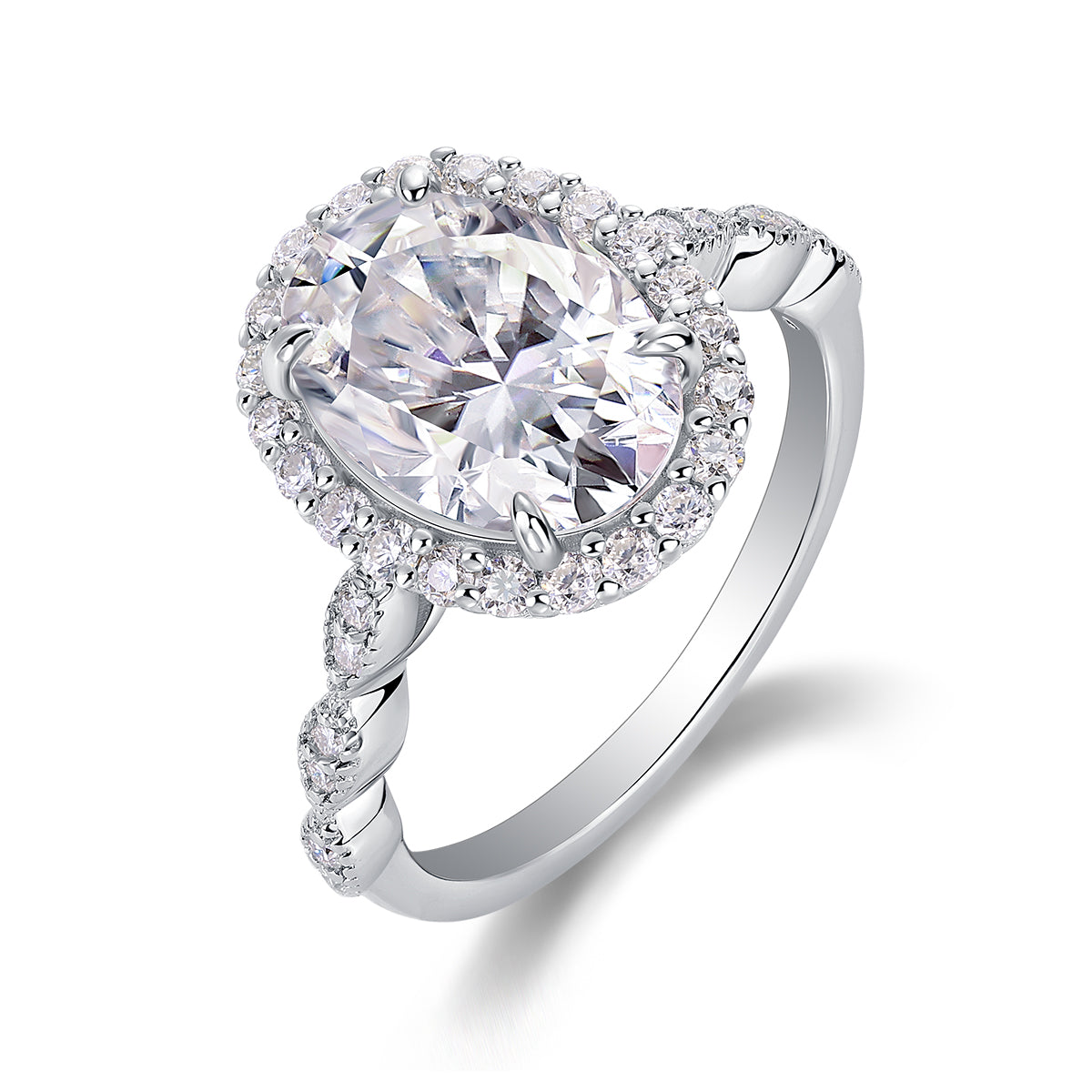 Moonlight Pupil - Luxury Silver Ring Set With Top-quality Egg-shaped Moissanite D Color VVS,  S925 Silver And Platinum-plated Diamond Ring