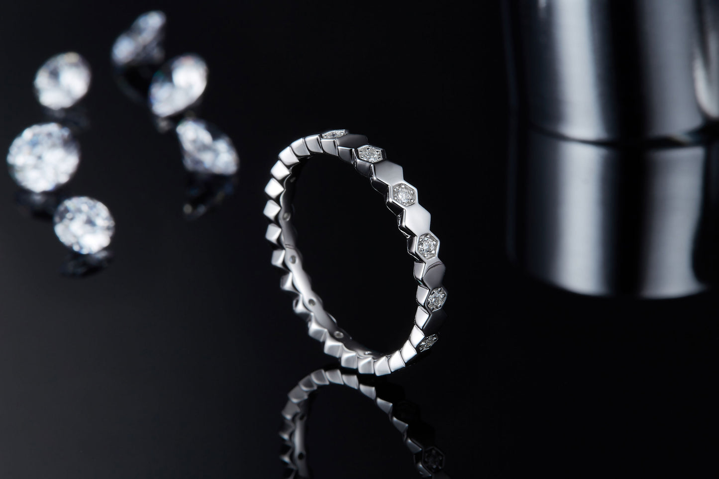 Bee Dance Of Light And Shadow - Luxury Ring Set With Top-quality Moissanite S925 Silver And Platinum-plated