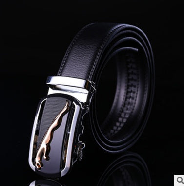 Men's Genuine "Two-Layer Cowhide" Leather Ratchet Belt – Automatic Slide Buckle for Exact Fit, Business & Casual