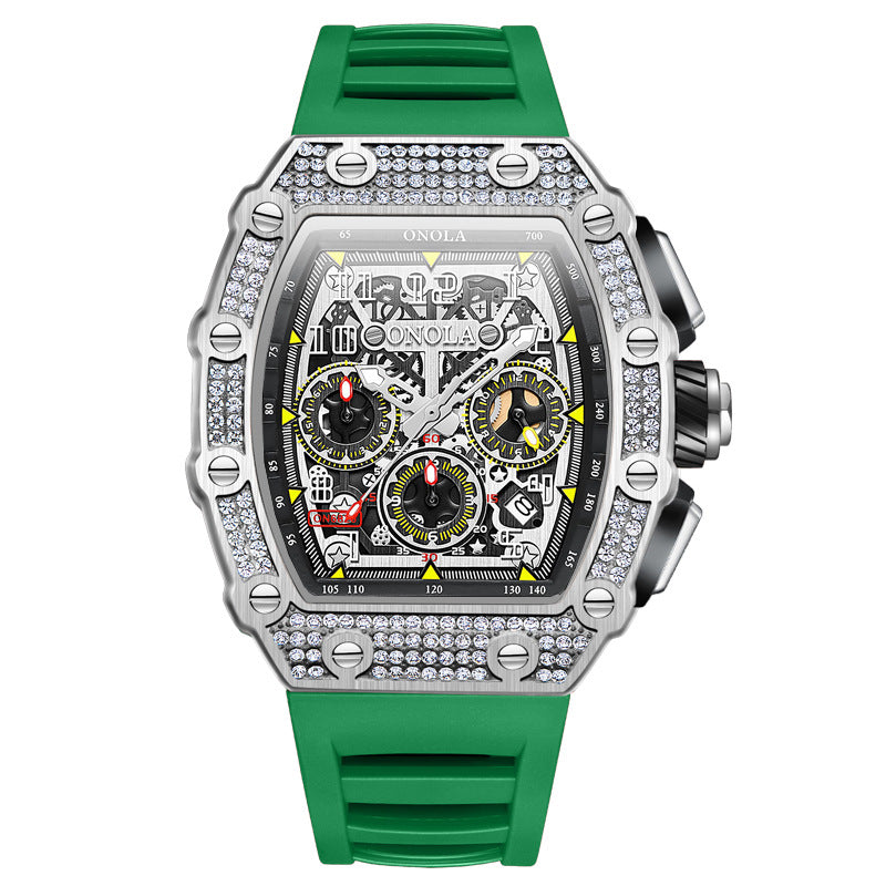 Luxury Full Diamond Mechanical Watch – Elegant Multi-Function Timepiece