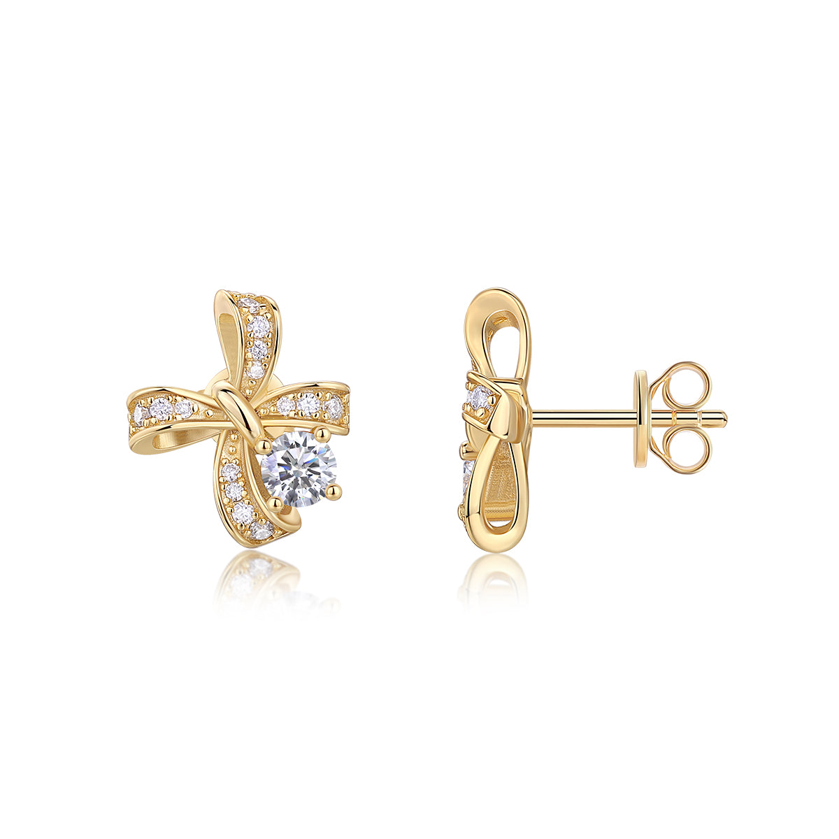 Luxury  Silver Stud Earrings S925 Silver Plated Platinum, Set With Top-quality Moissanite