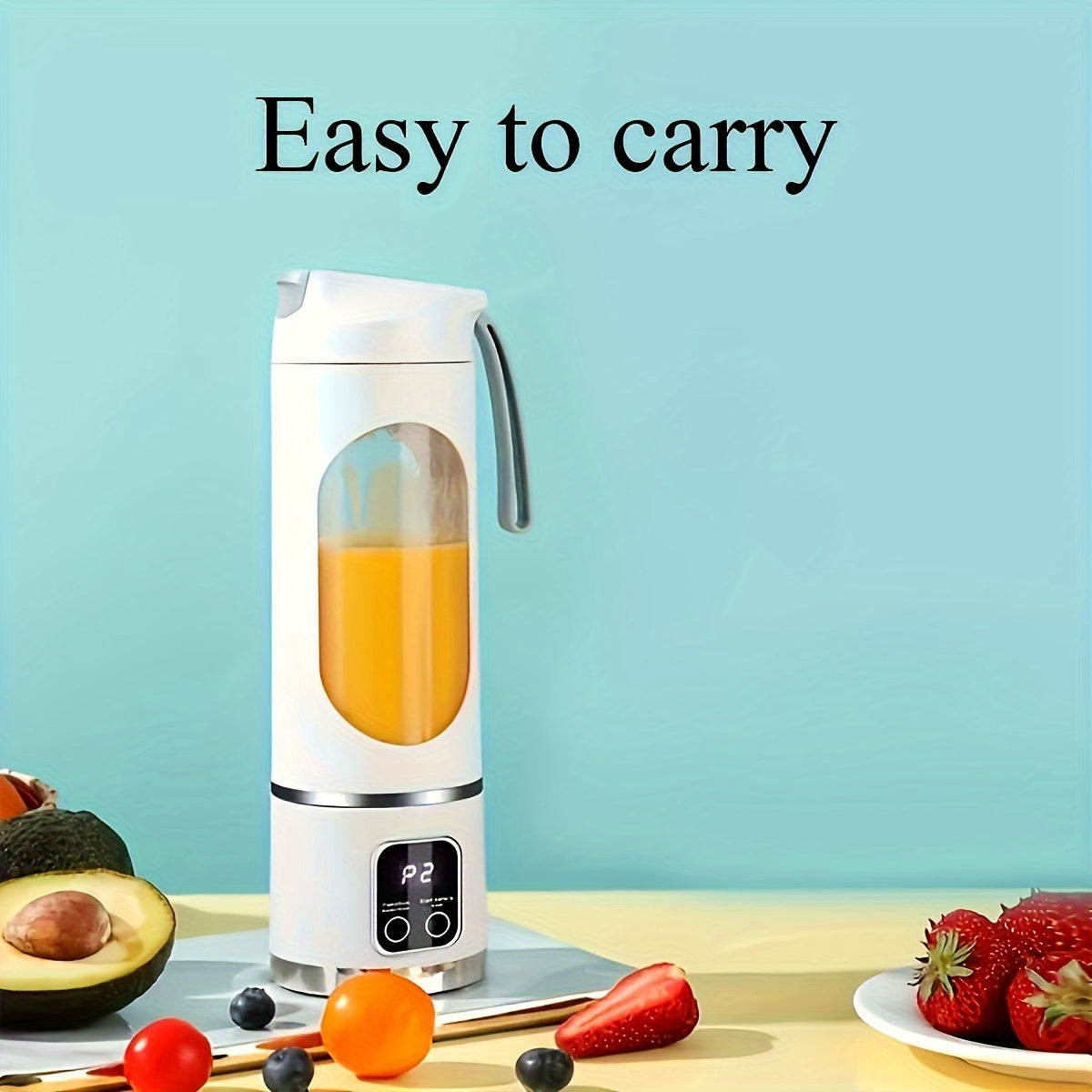 Portable USB-Rechargeable Blender & Juicer | Digital Display, Easy Clean | Ideal for Fruit & Vegetable Drinks, Shakes, Smoothies | Travel-Friendly 15oz Capacity