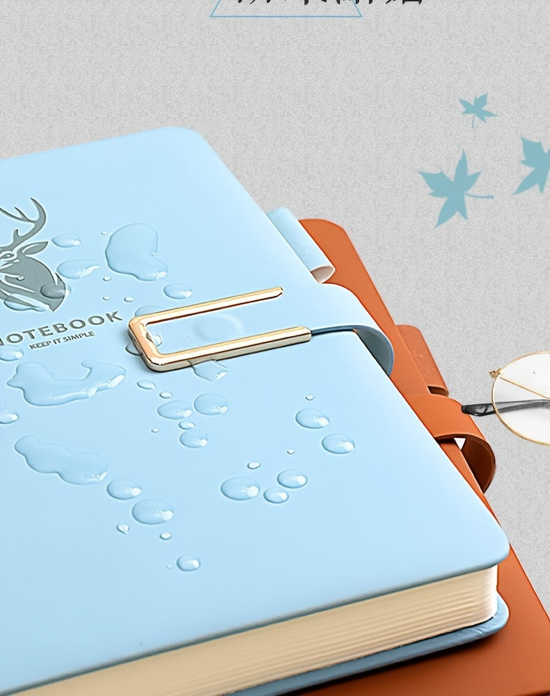 Carnet A5 de 360 ​​pages en similicuir premium avec boucle et motif tête de cerf 