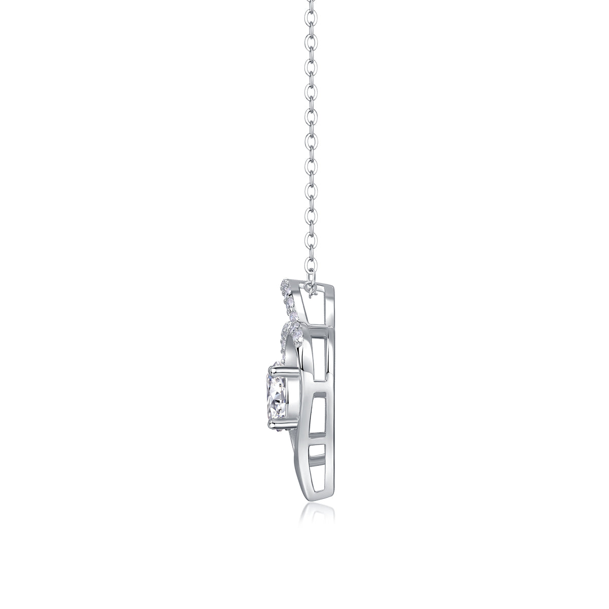 Heart To Heart -Luxurious Diamond Jewelry Pendant Set With 1-carat Moissan Diamond D Color VVS1, S925 Sterling Silver And Platinum Plating