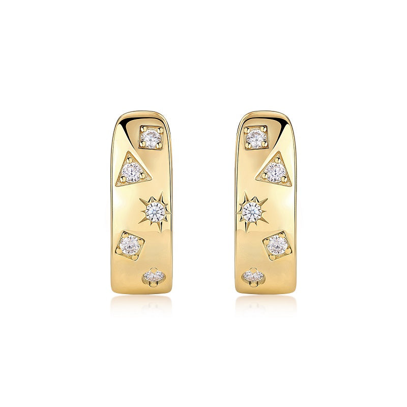 Star Track - Premium Moissanite Luxury Fashion Light Luxury Jewelry Silver Stud Earrings S925 Silver Electroplated Gold
