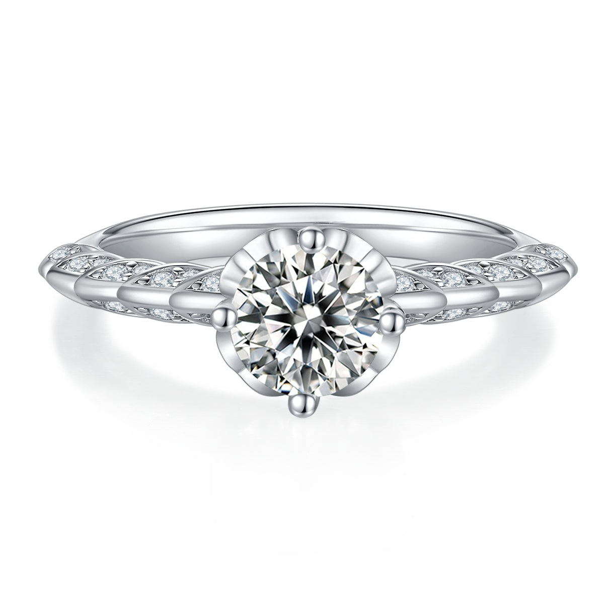1-carat Luxury Silver Ring Set With Top-quality Moissanite D Color VVS , S925 Silver Plated Platinum