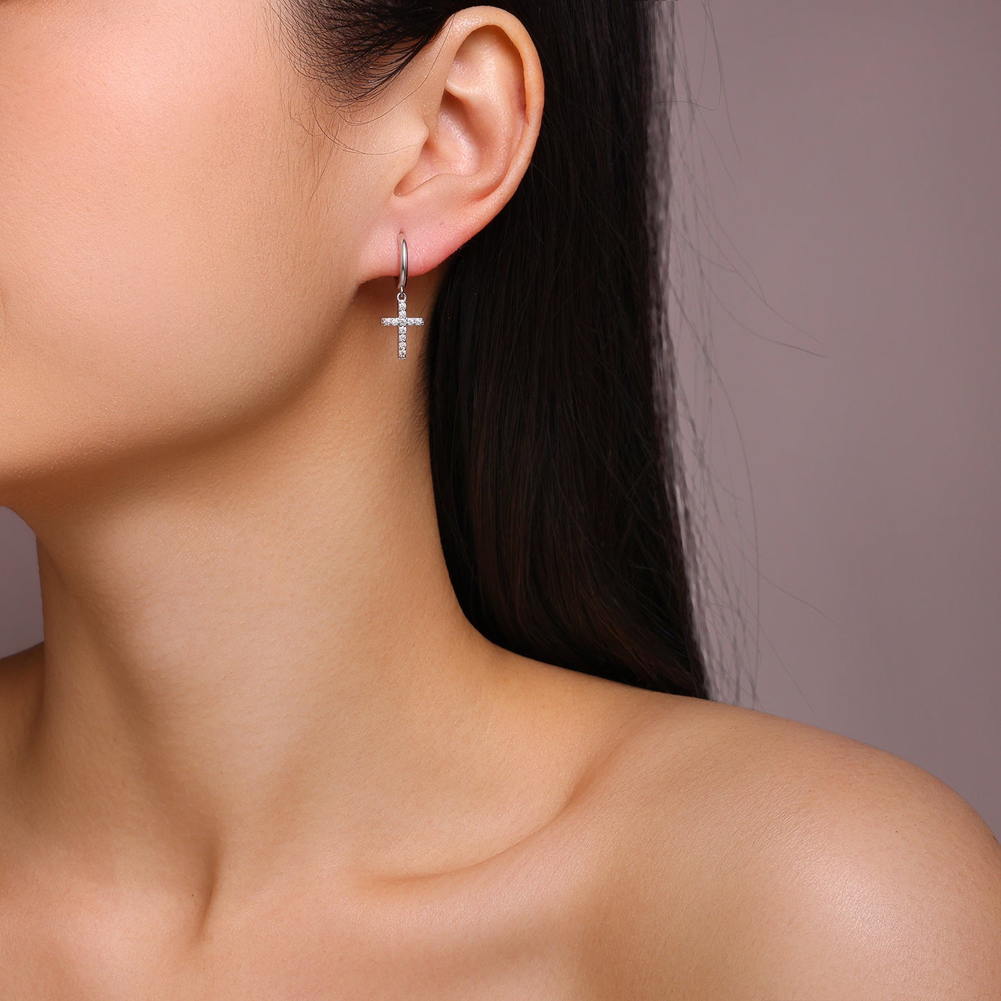 Luxury Silver Earrings Set With Top-quality Moissanite, S925 Silver Plated Platinum
