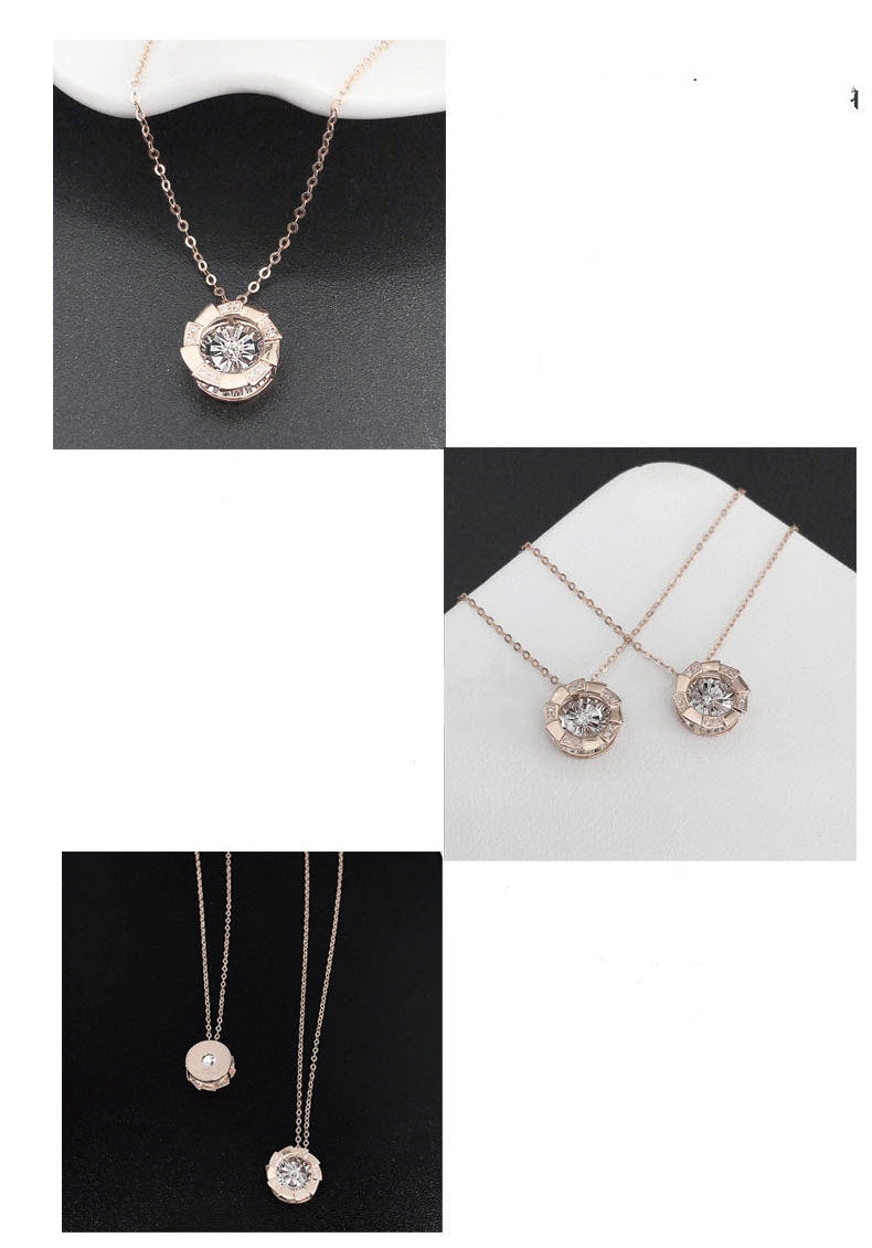 18K Rose Gold Pulsating Heart Diamond Pendant Necklace – Elegant Clavicle Chain