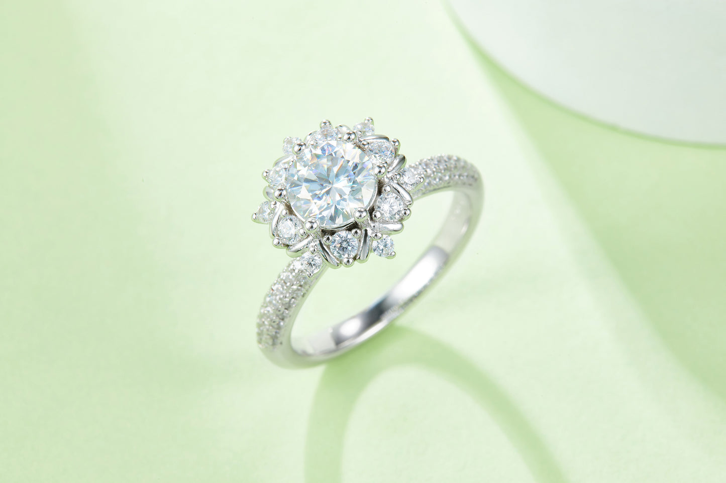 1-carat Luxury Silver Ring Set With Top-quality Moissanite D Color VVS, S925 Silver Plated Platinum