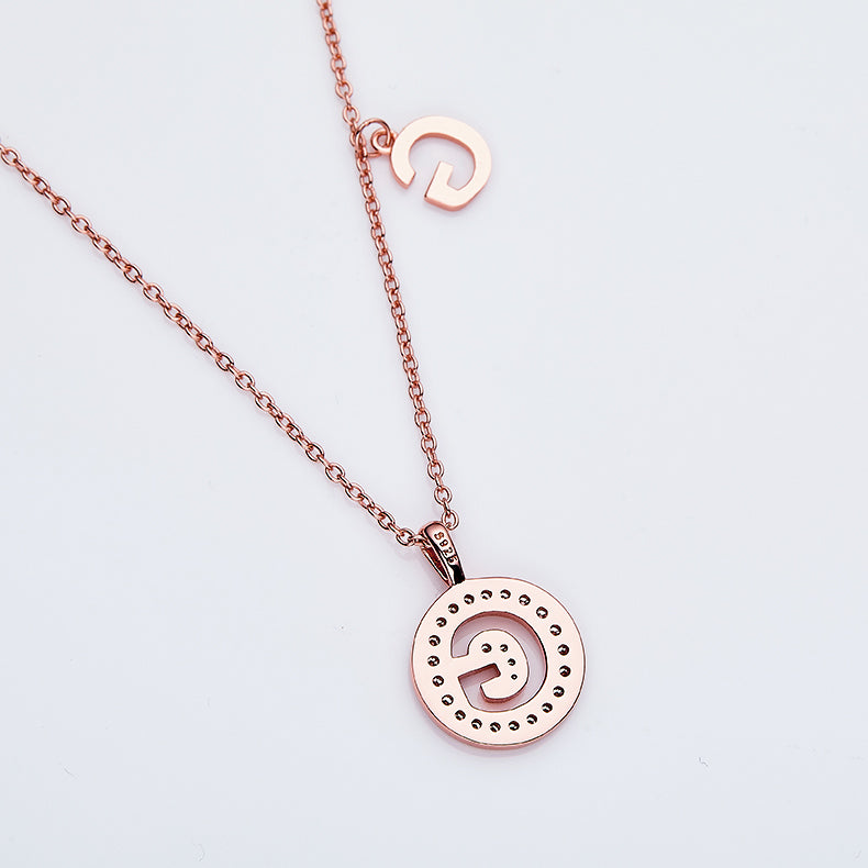 Luxury Initial Letter Necklace Pendant – G , S925 Silver Rose Gold Plated with Top-Quality Brilliant Moissanite