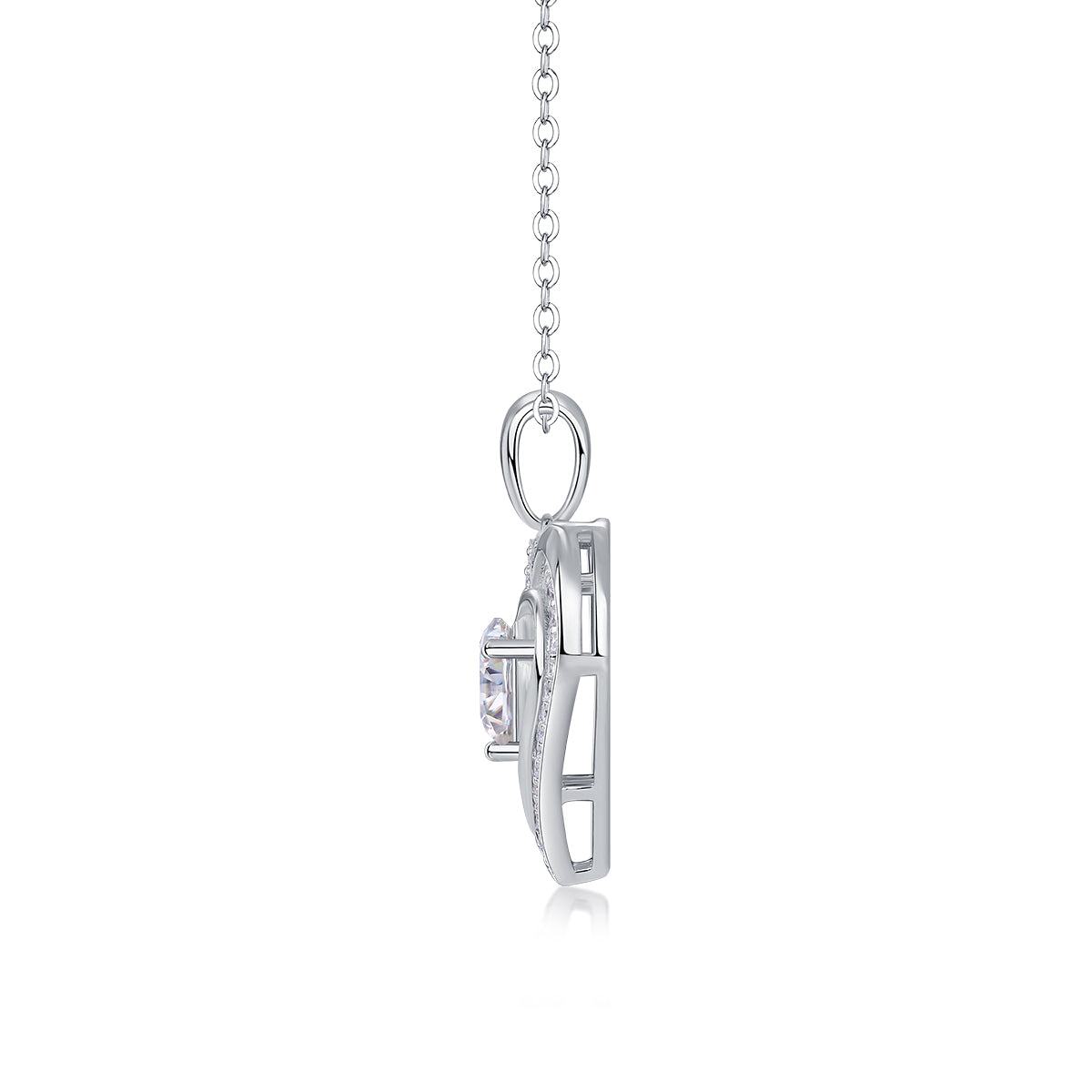 Telepathy * Heart Moissanite Pendant Necklace – Top-Quality Moissanite D Color VVS1, S925 Silver with Platinum Plating