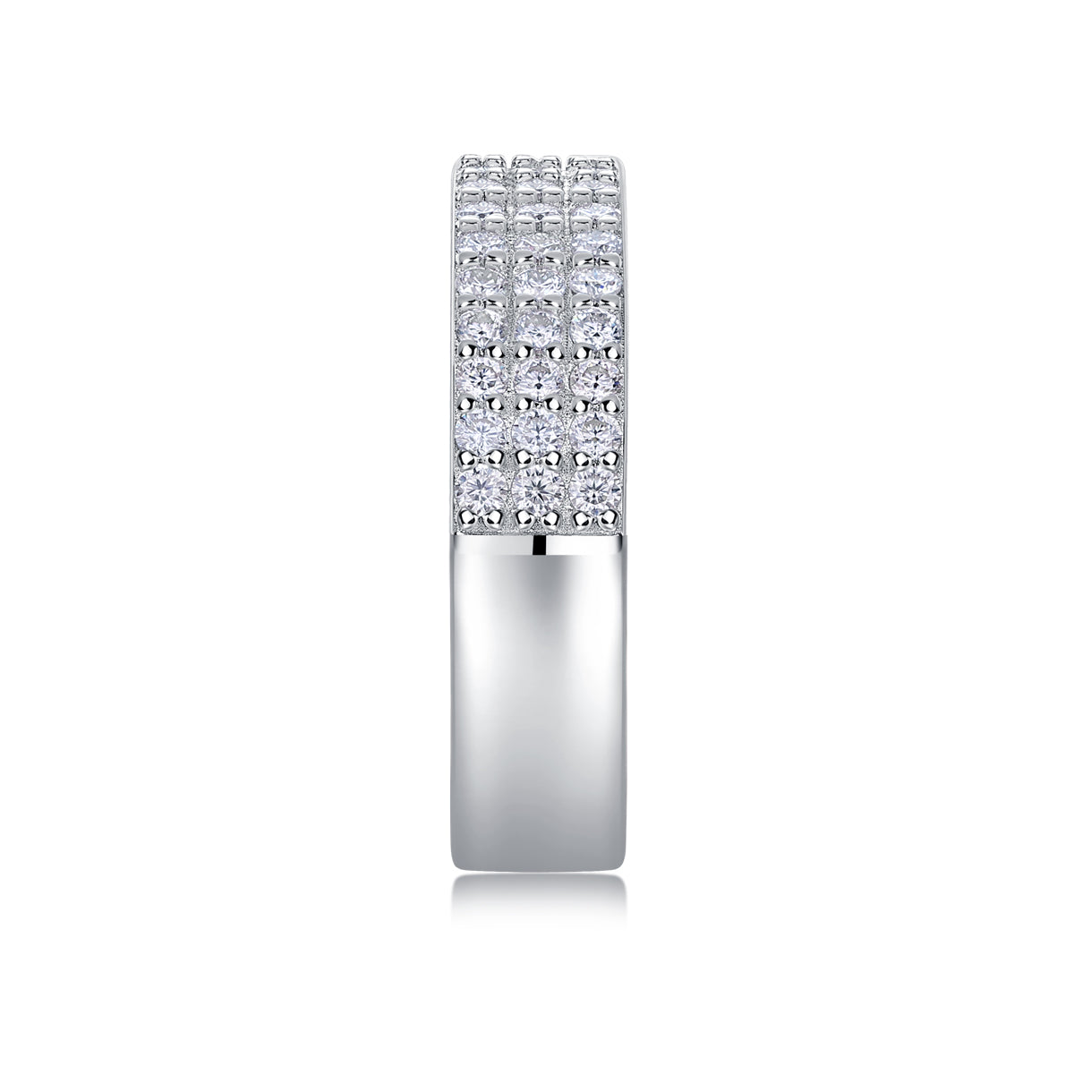 Luxury Silver Ring Set With Top-quality Moissanite, S925 Silver Plated With Platinum