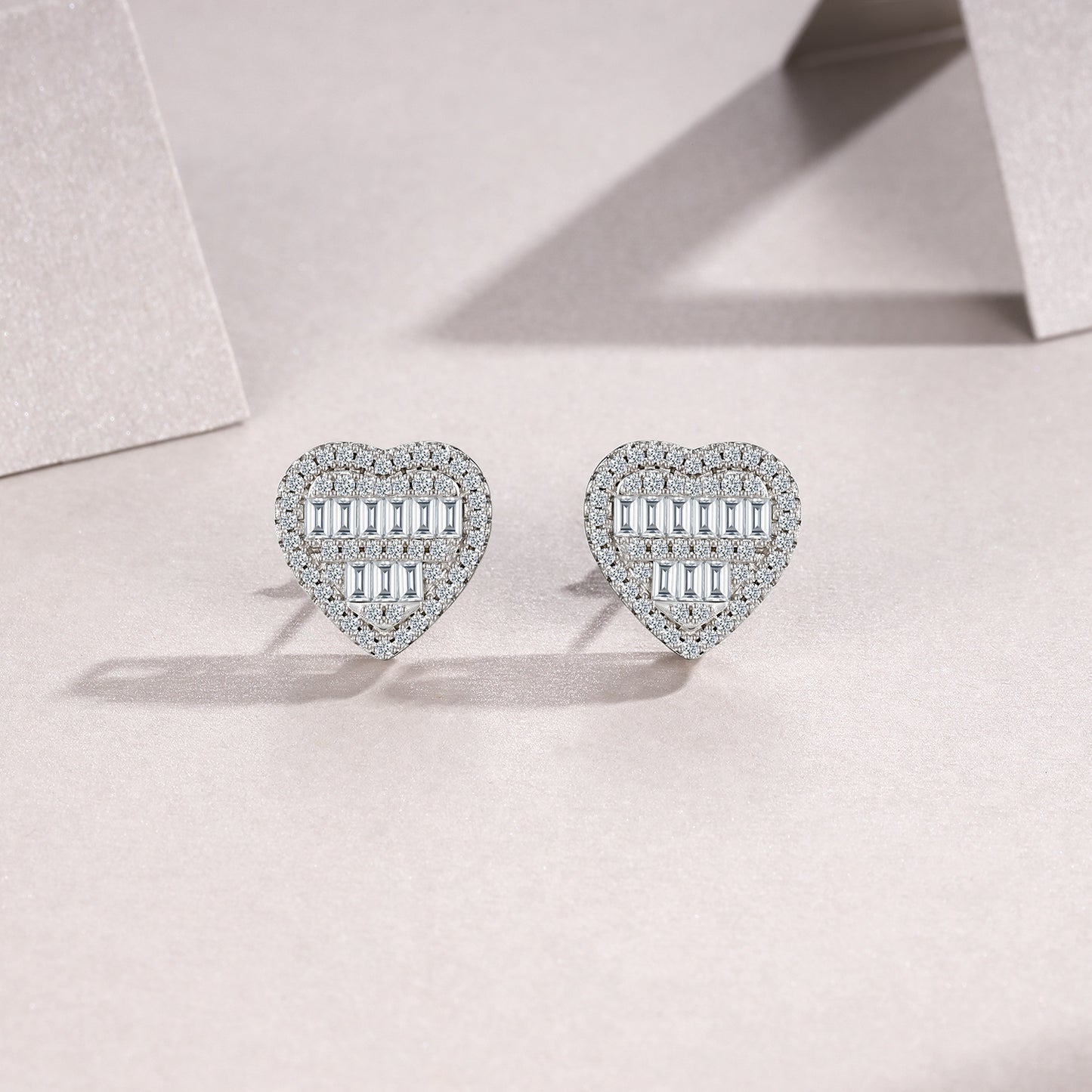 Luxury Silver Earrings Set Featuring Top-quality Moissanite Stones, Made Of S925 Silver Electroplated With Platinum.