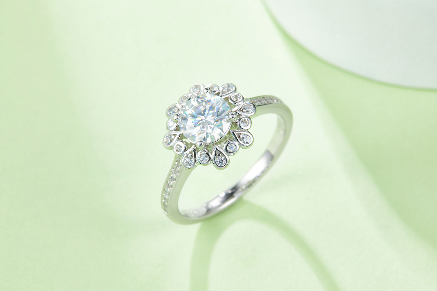 1-carat Luxury Silver Ring Set With Top-quality Moissanite D Color VVS, S925 Silver Plated Platinum