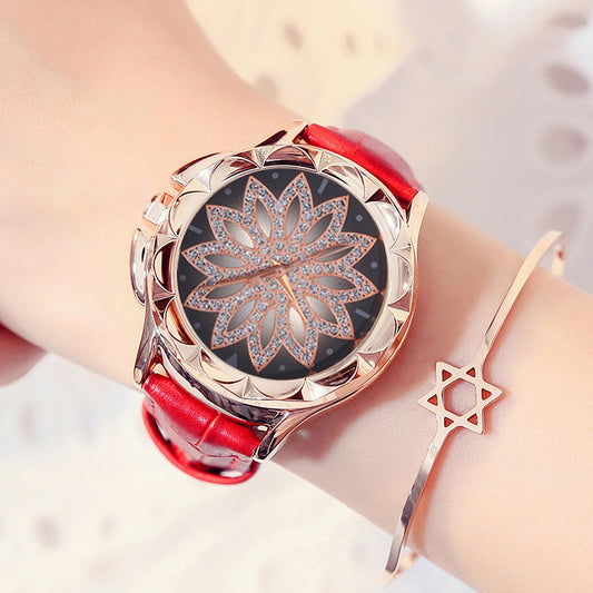 Luxury Leather Wristwatch with Rotating Dial – Elegant Timepiece