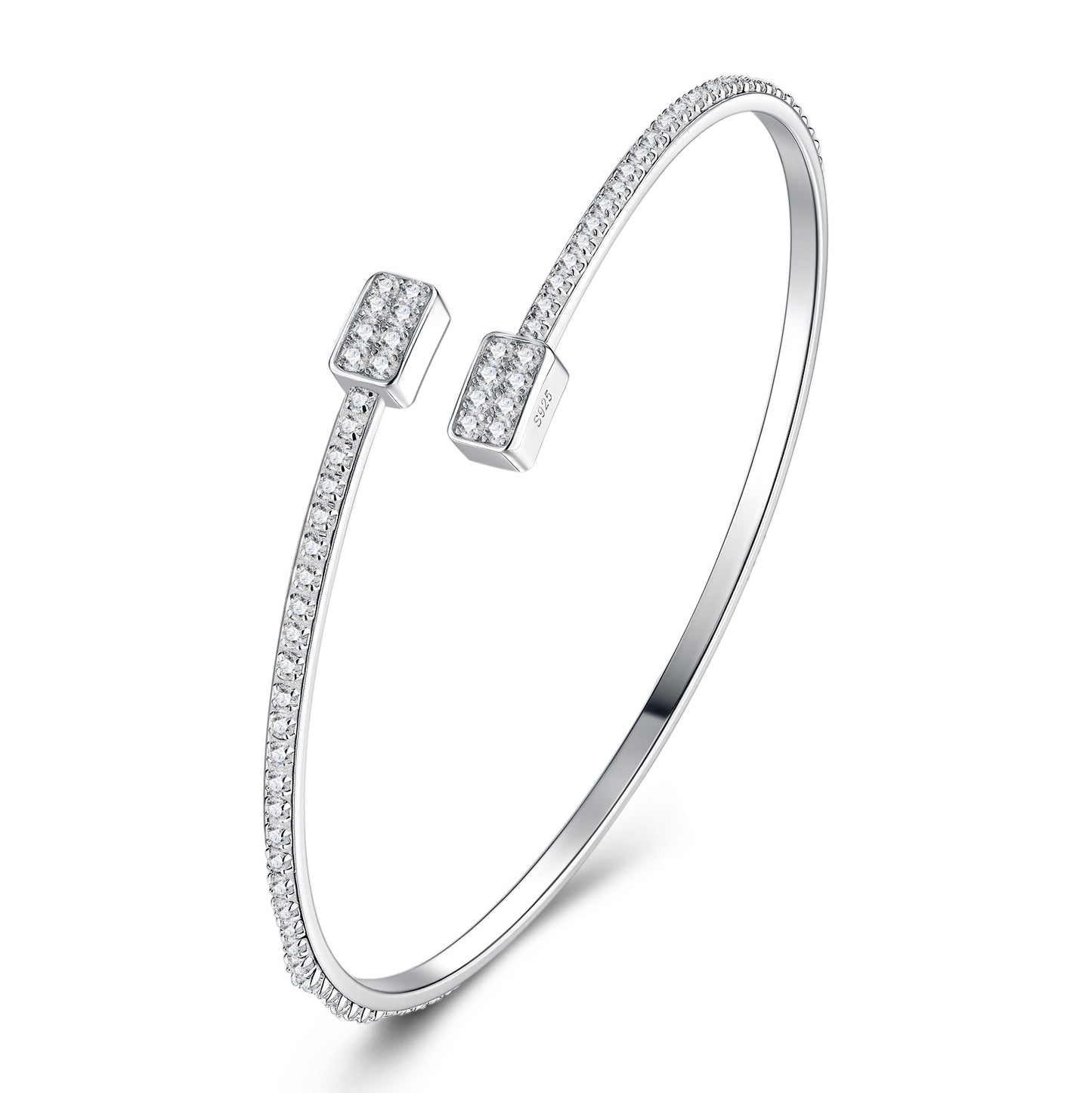 Luxury Silver Bracelet Featuring Top-quality Moissanite, Made Of S925 Silver Electroplated With Platinum.