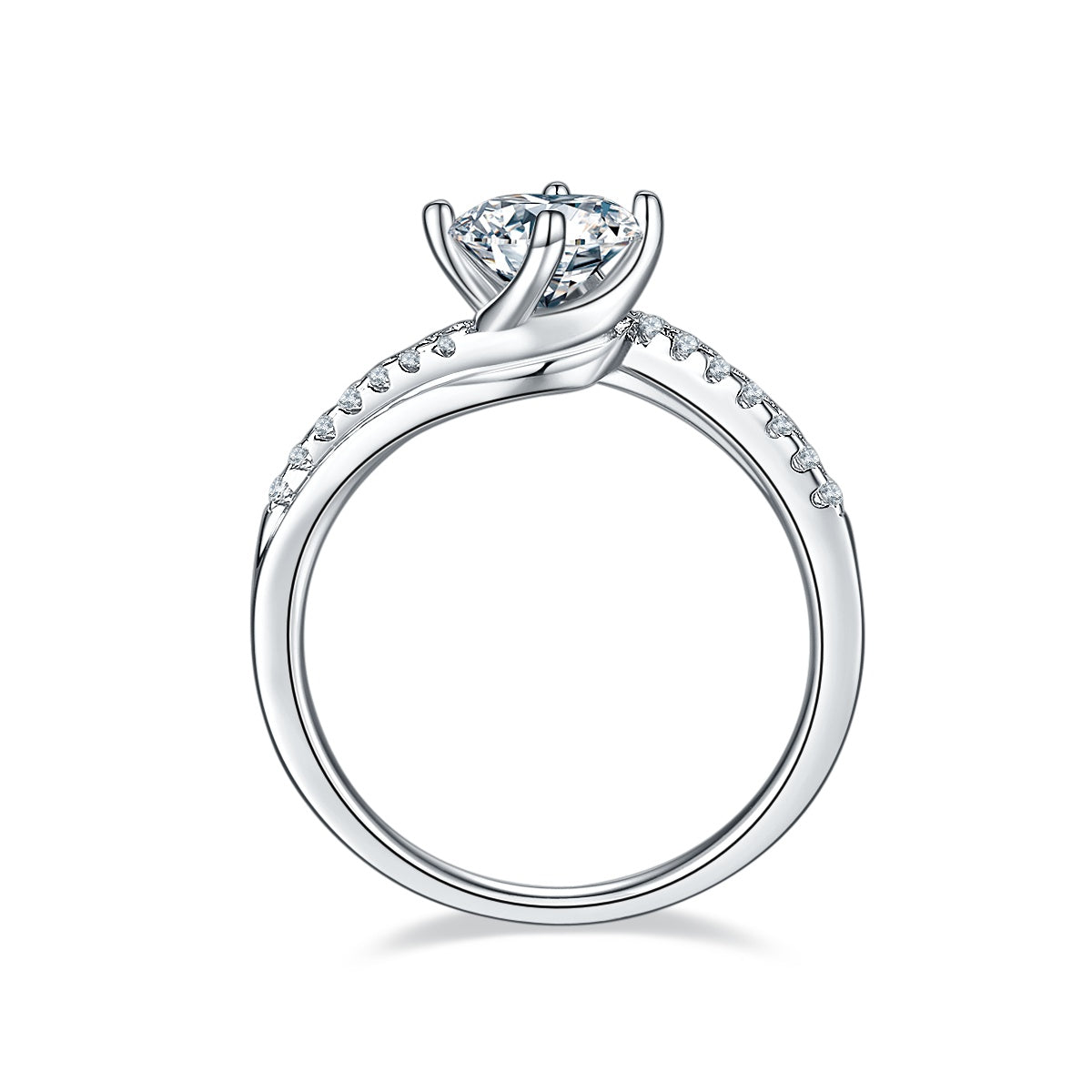 1-carat Luxury  Silver Ring Set With Top-quality Moissanite D Color VVS, S925 Silver Plated Platinum
