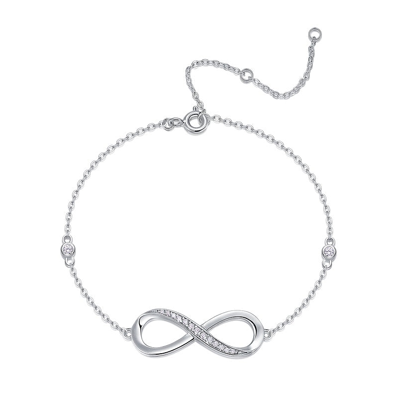Timeless Top-quality Moissanite Infinity Bracelet in Platinum-Plated S925 Silver