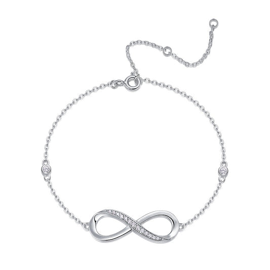 Timeless Top-quality Moissanite Infinity Bracelet in Platinum-Plated S925 Silver