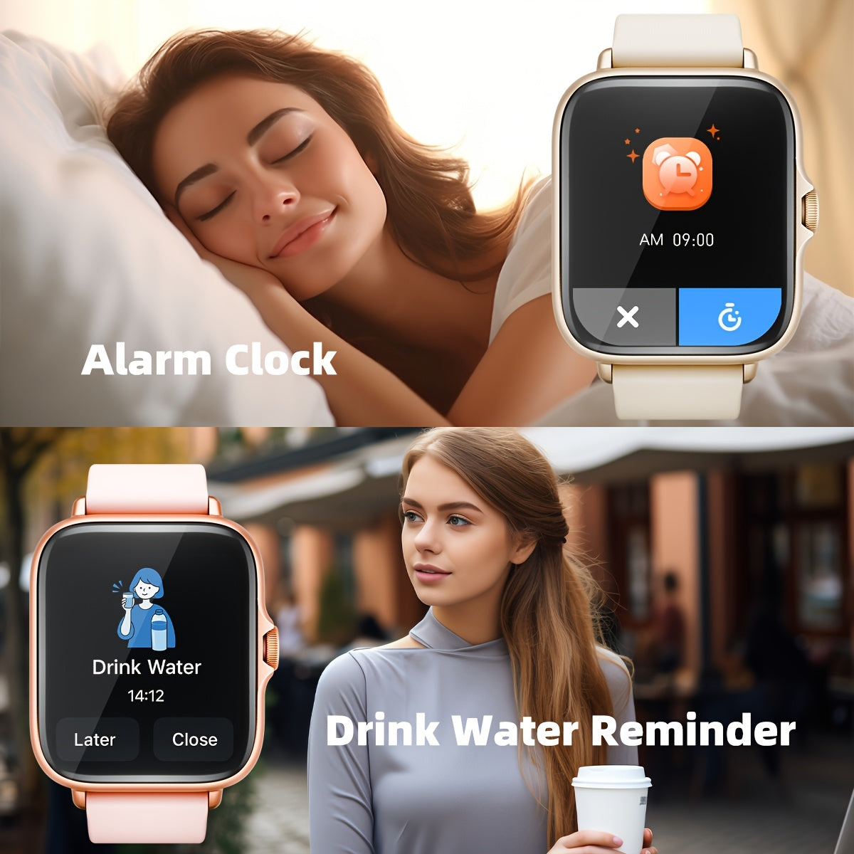 1.83'' HD Full Touch Screen Smart Watch | Bluetooth Call Answering | Sports Pedometer & Health Monitoring | Alloy Body, Silicone Strap | Compatible with iPhone/Android Phones