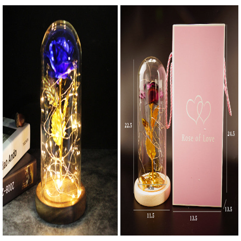 Galaxy Enchanted Rose in Glass Dome with LED Lights | Forever Flower Gift