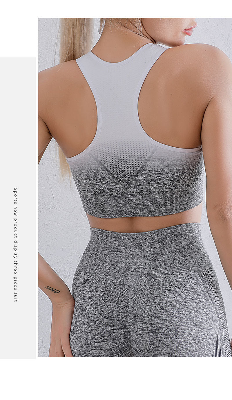 Seamless Gradient Racerback Sports Bra - High Support Workout Top