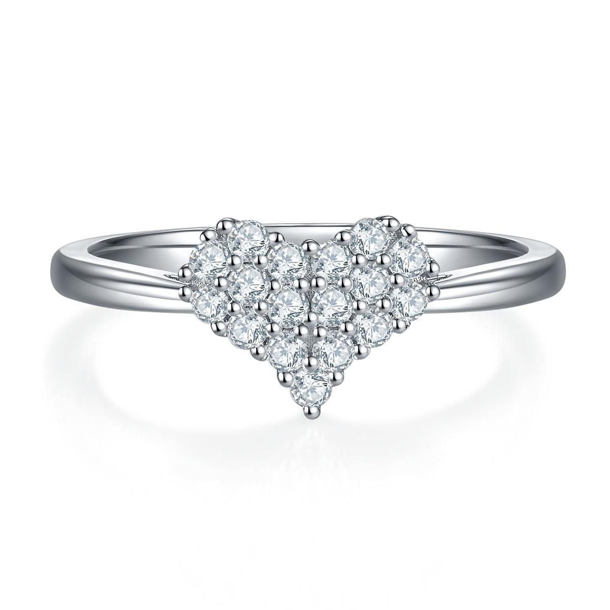 Luxury Silver Ring Set With Top-quality Moissanite, S925 Silver Plated With Platinum