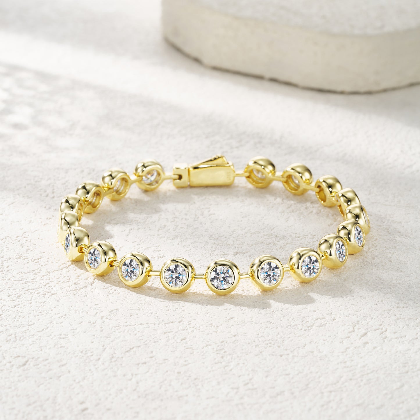 0.5 Carat Luxur Bracelet Set With Top Moissanite D Color VVS, S925 Silver Plated Gold Material.