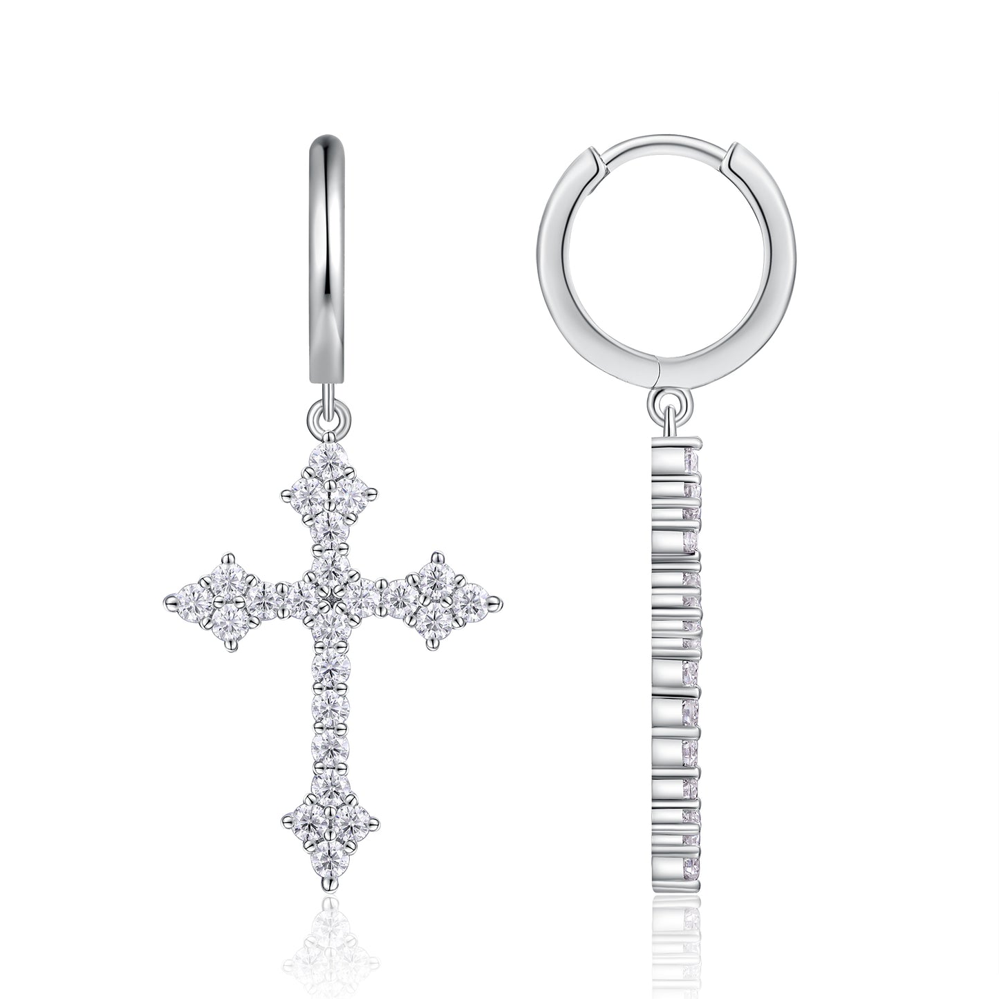 Luxury Silver Stud Earrings, S925 Silver Plated Platinum Set With Top-quality Moissanite