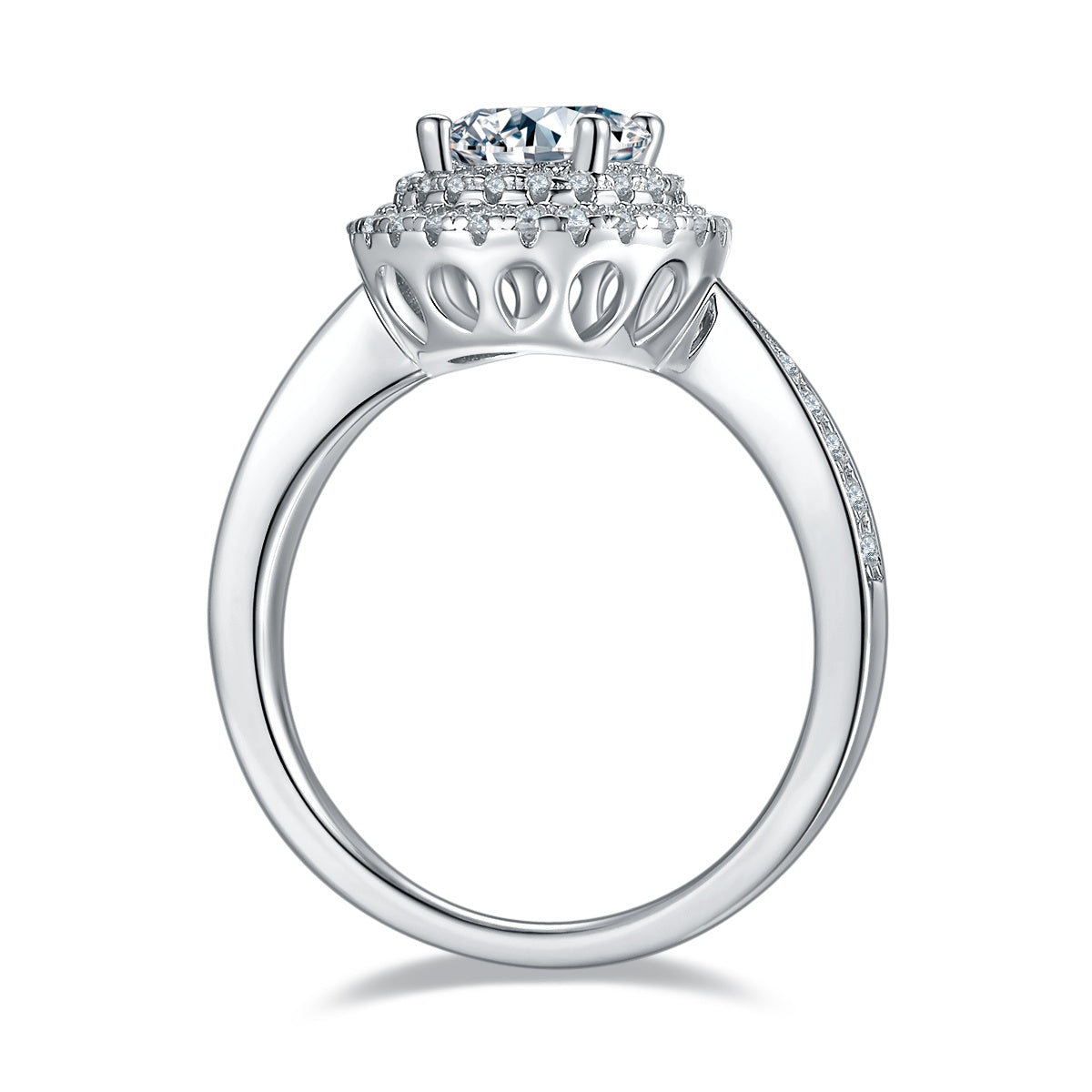 1-carat Luxury And Fashionable Light Luxury Jewelry Silver Ring Set With Top-quality Moissanite, S925 Silver Plated Platinum