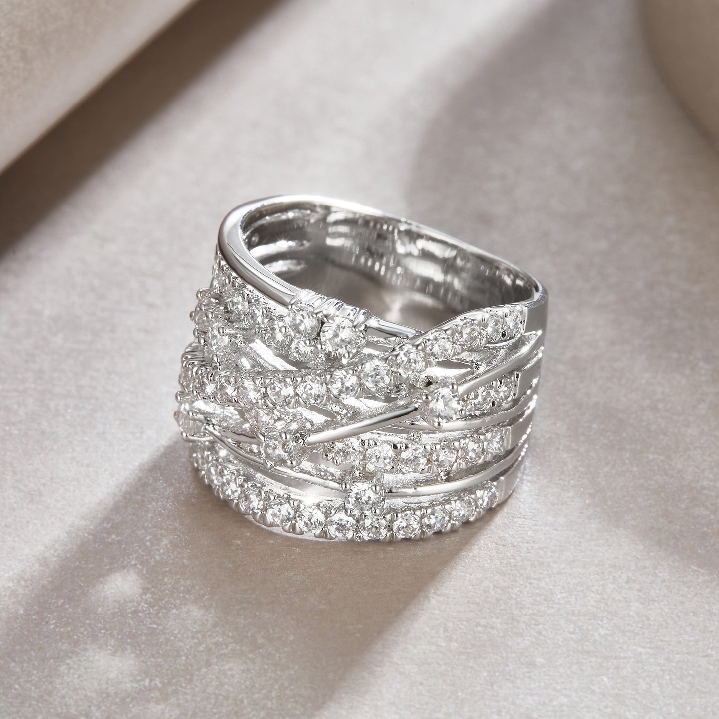 Starry Sky Boat - Luxury Silver Ring Set With Top-quality Moissanite,  S925 Silver And Platinum-plated Diamond  Ring