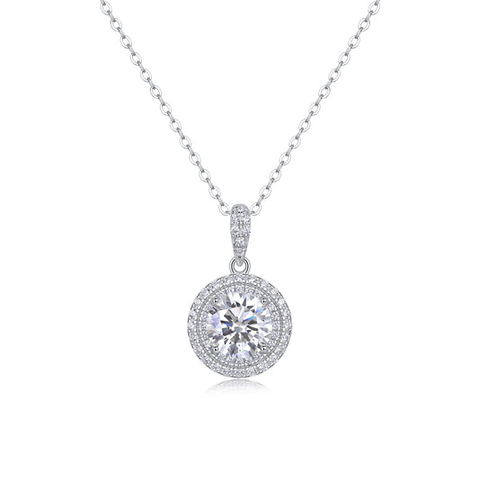 Sweetheart Halo - Luxury Silver  Necklace Set With Top-quality Moissanite, S925 Silver Plated Platinum
