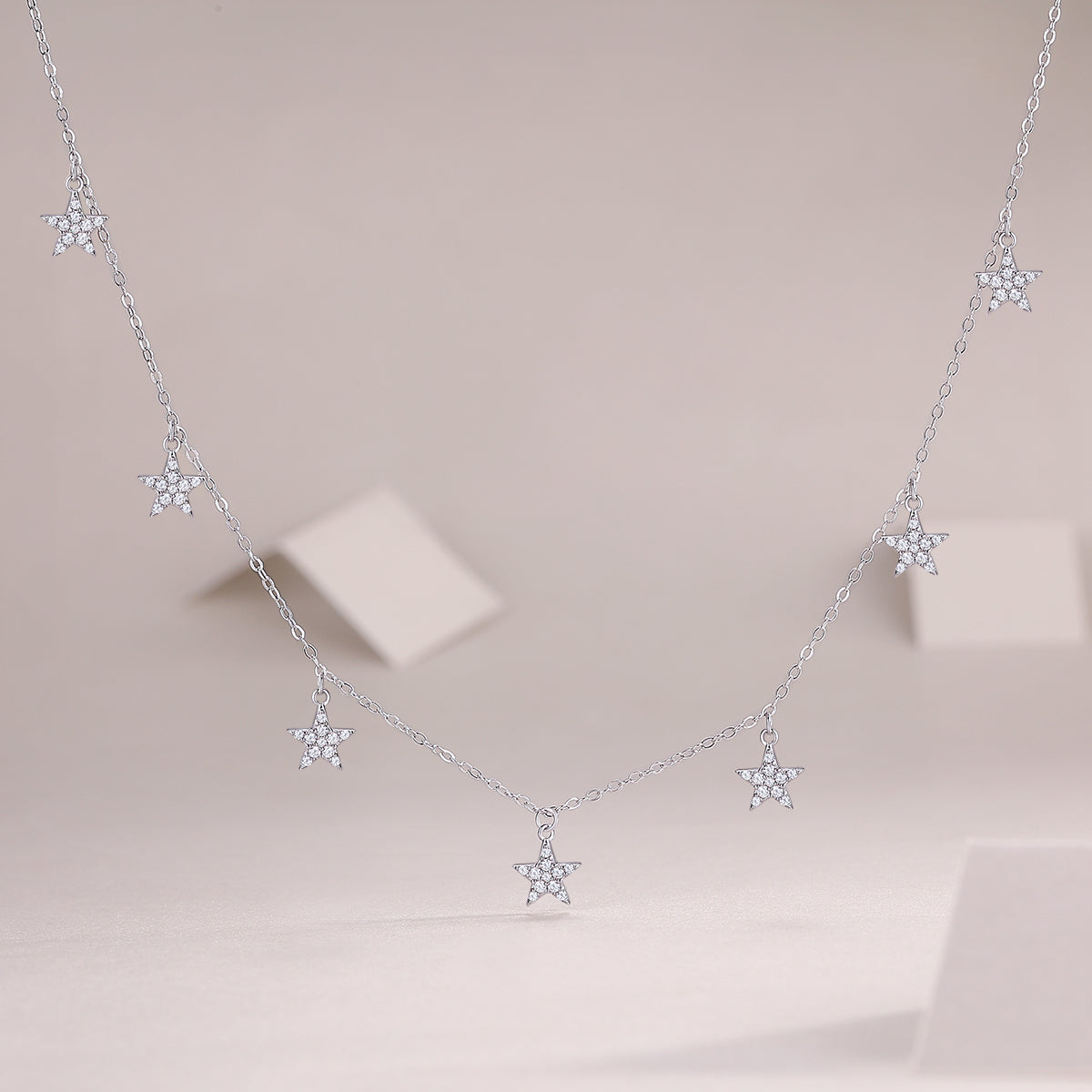 Star Love: Luxury S925 Silver Multi-Star Dangle Necklace - Moissanite & Platinum Plated