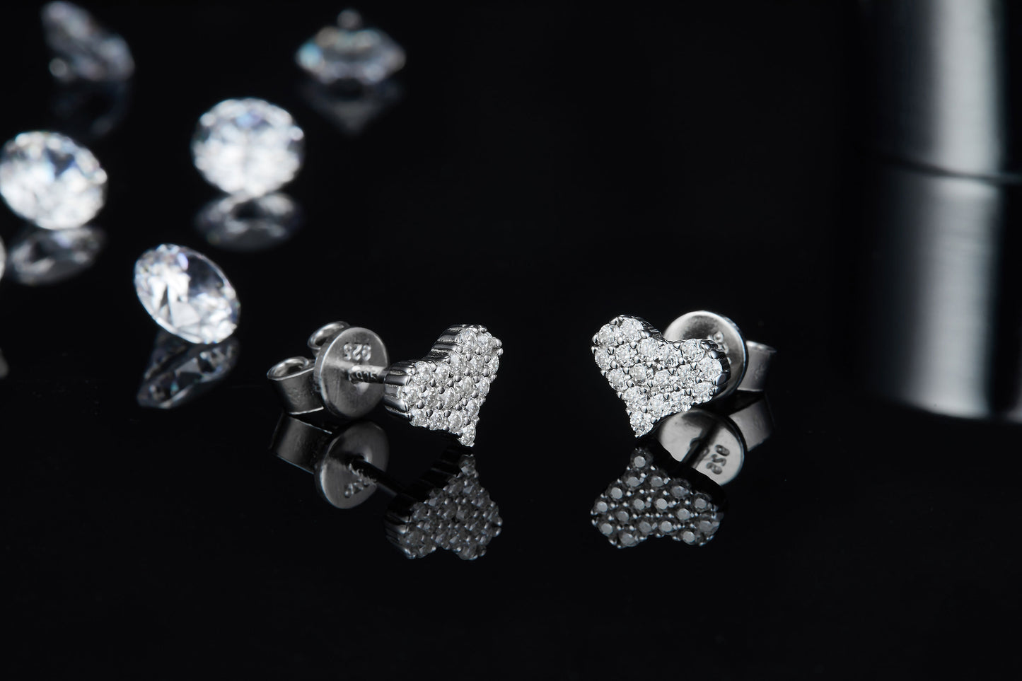 Luxury Silver Stud Earrings Top-quality Moissanite , S925 Silver Plated Platinum