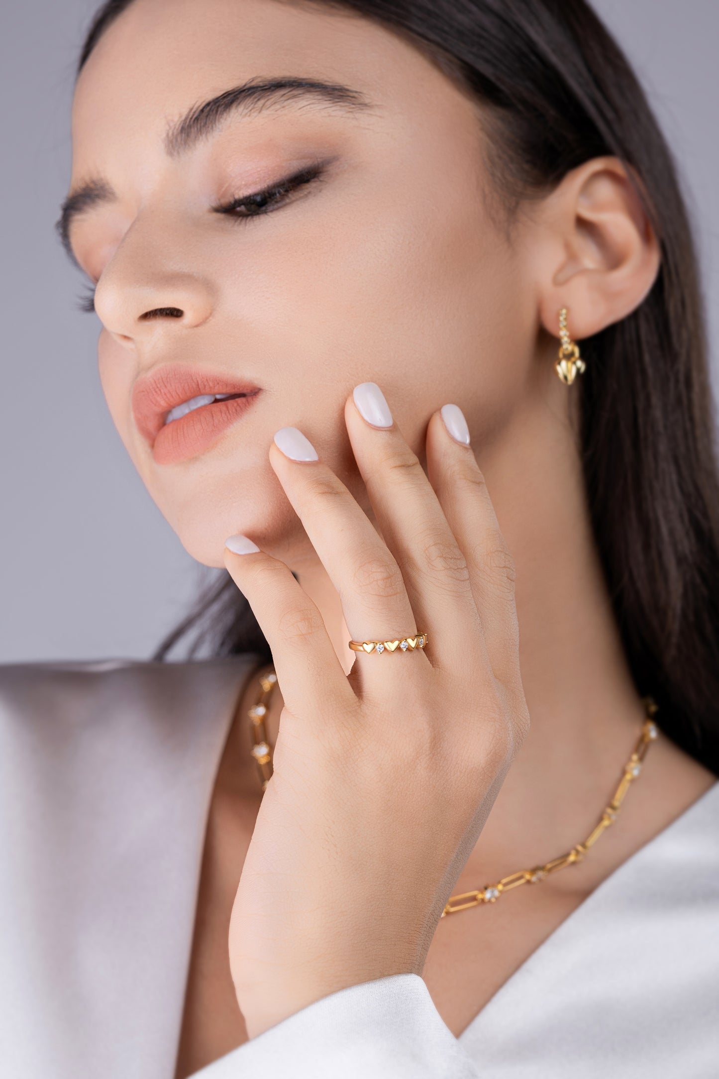 Heart To Heart - Luxury Silver Ring Set With Top-quality Moissanite, S925 Silver-plated Platinum