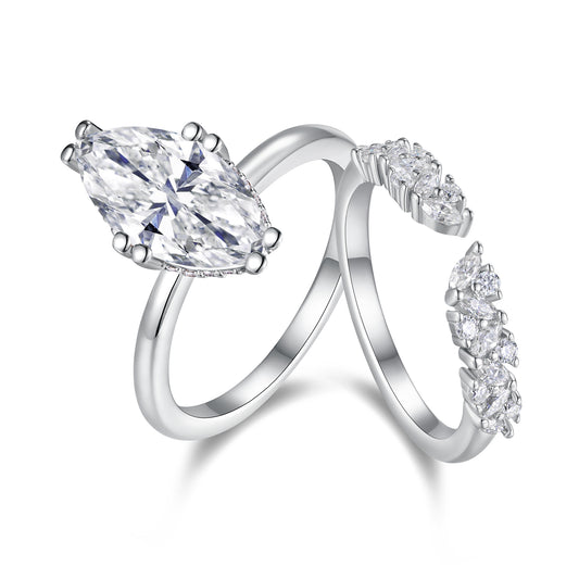 Star Eye Ring - Luxury Silver Ring Set With Top-quality Moissanite D Color VVS, S925 Silver And Platinum-plated
