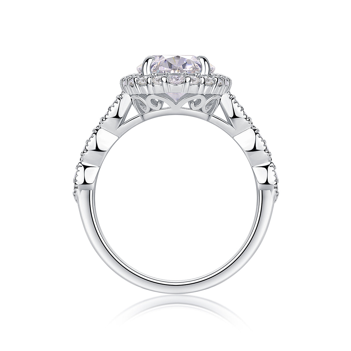 Moonlight Pupil - Luxury Silver Ring Set With Top-quality Egg-shaped Moissanite D Color VVS,  S925 Silver And Platinum-plated Diamond Ring