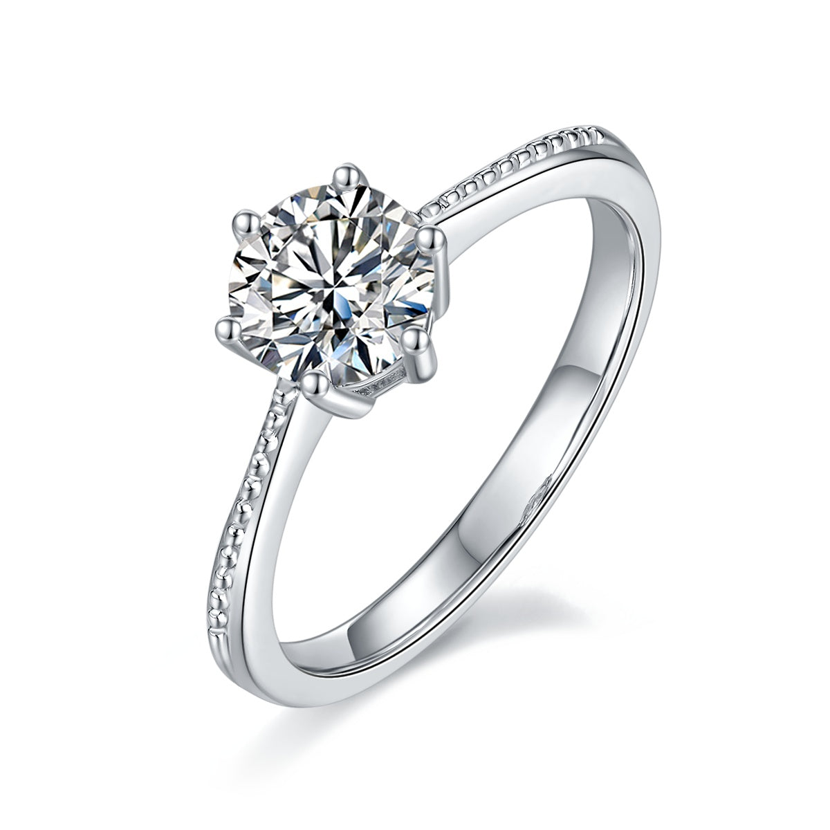 1-carat Luxury Silver Ring Set With Top-quality Moissanite D Color VVS , S925 Silver Plated Platinum