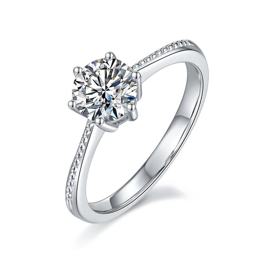 1-carat Luxury Silver Ring Set With Top-quality Moissanite D Color VVS , S925 Silver Plated Platinum