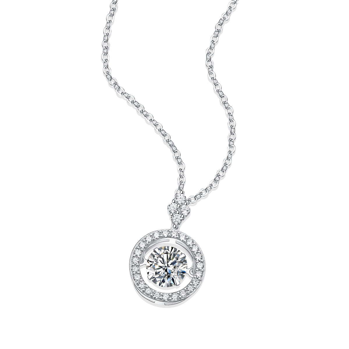 Touch -  1-Carat Moissanite Pendant Necklace – S925 Sterling Silver with Platinum Plating