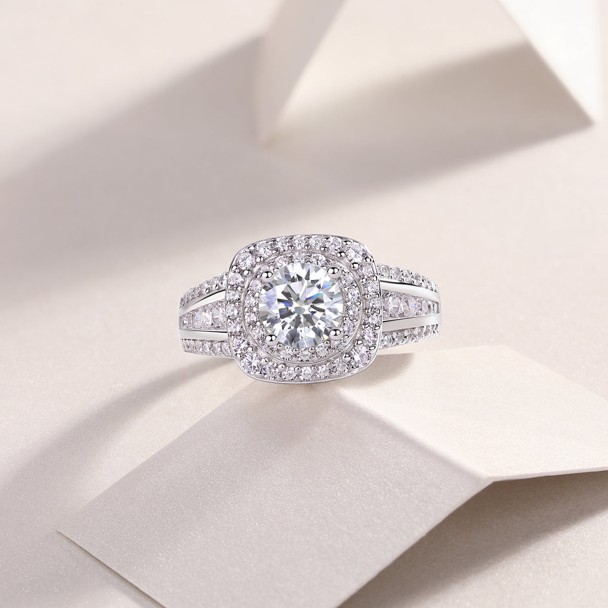 Starry Sky Crown - Luxury Silver Ring Set With Top-quality 1-carat Moissanite D Color VVS,  S925 Silver And Platinum-plated Diamond Ring
