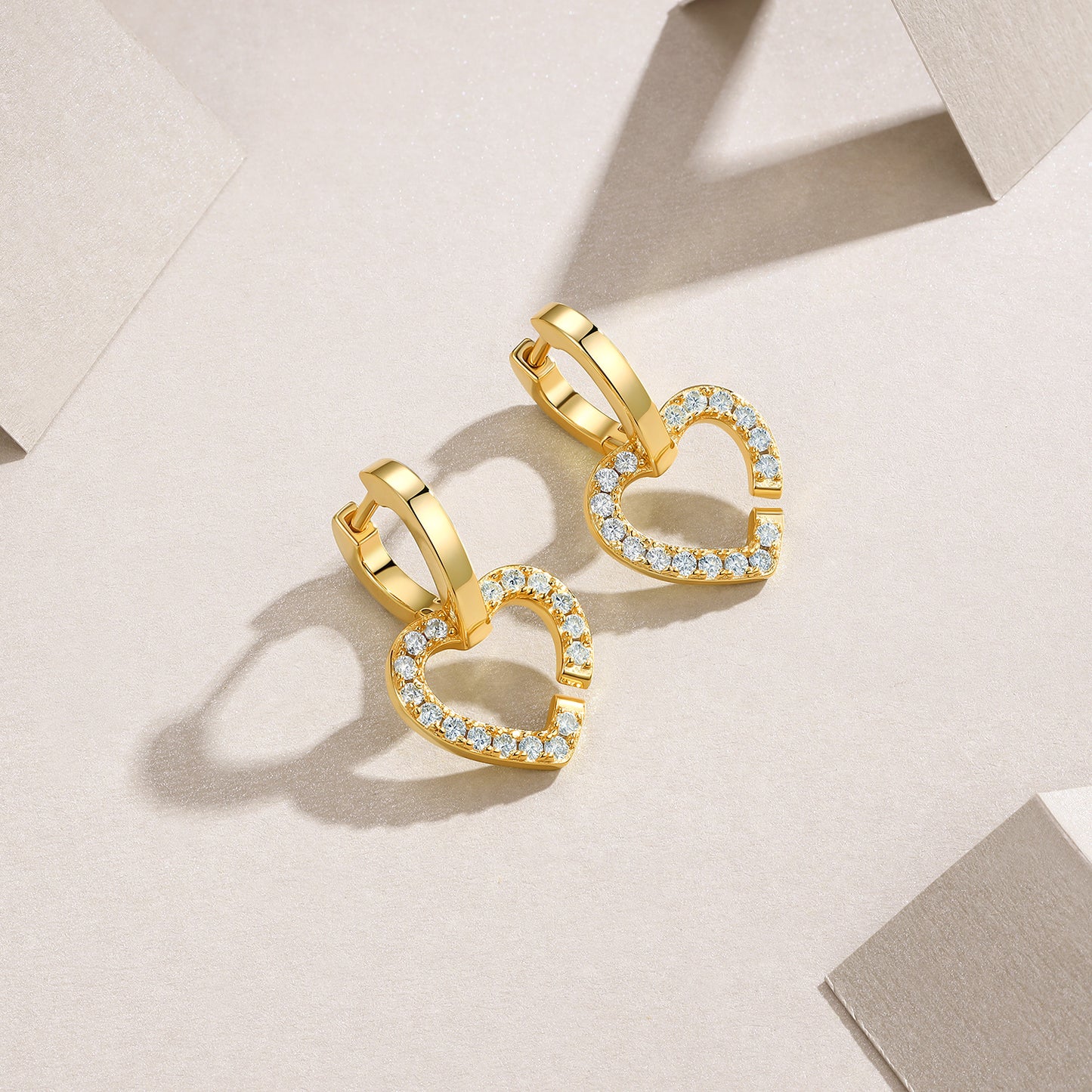 Heart-shaped Moissanite Set With Top-quality Moissanite Luxury Silver Stud Earrings S925 Silver Electroplated Gold