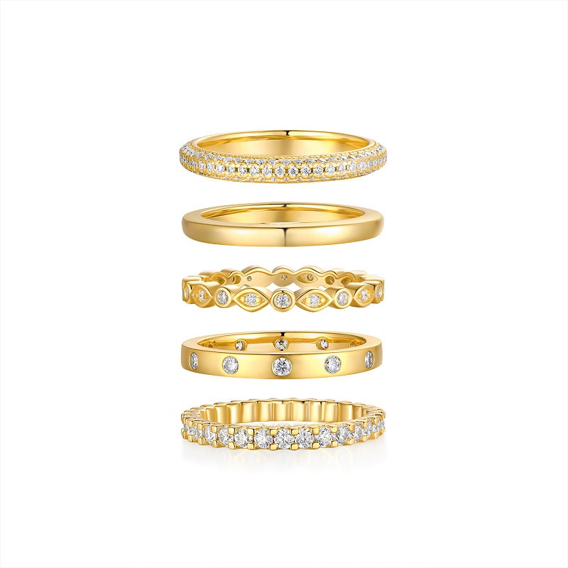 Morning Light Gold Ring - Luxury Silver Ring Set With Top-quality Moissanite D Color VVS,  S925 Silver And Gold-plated Diamond Ring