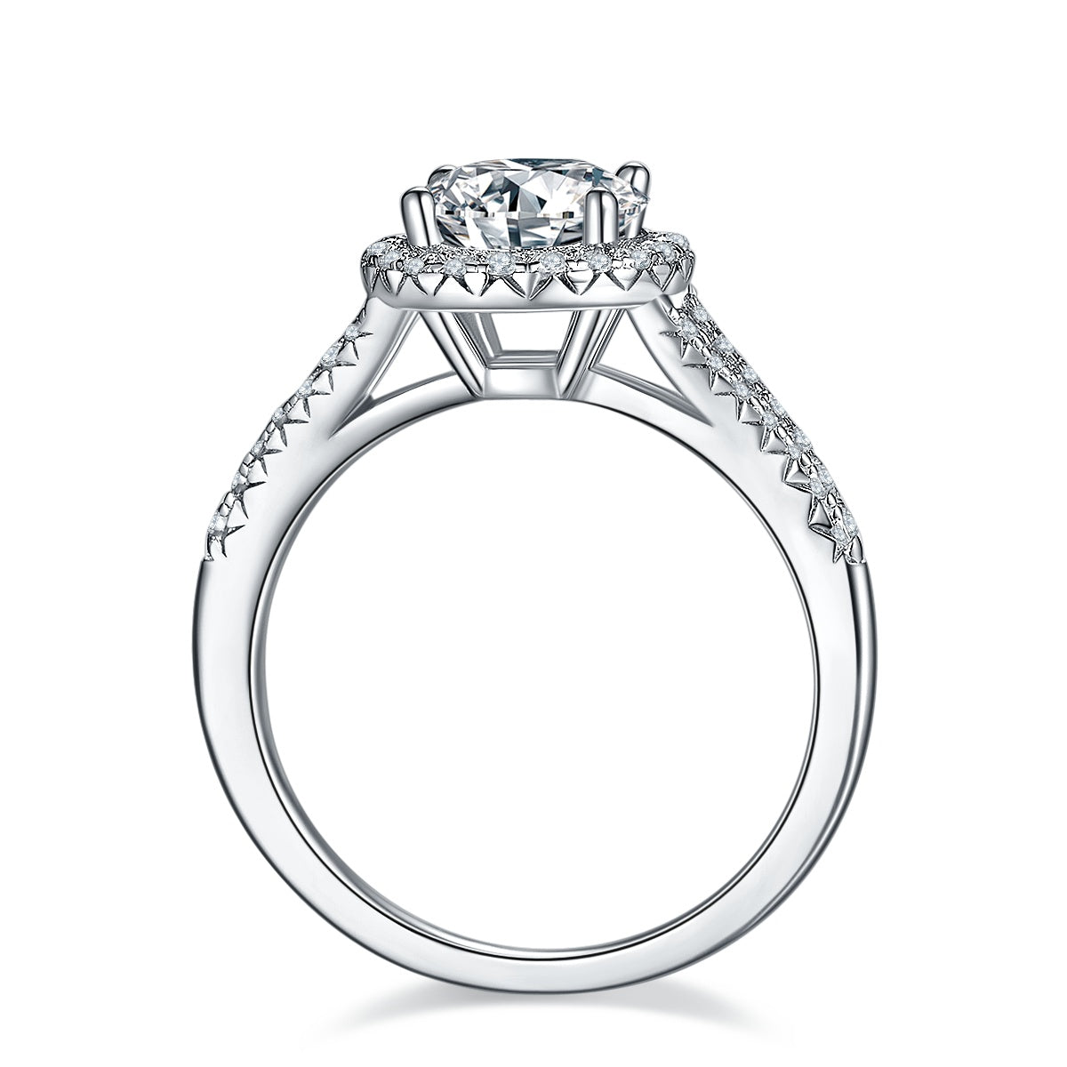 1.5-carat Luxury Silver Ring Set With Top-quality Moissanite D Color VVS , S925 Silver-plated Platinum