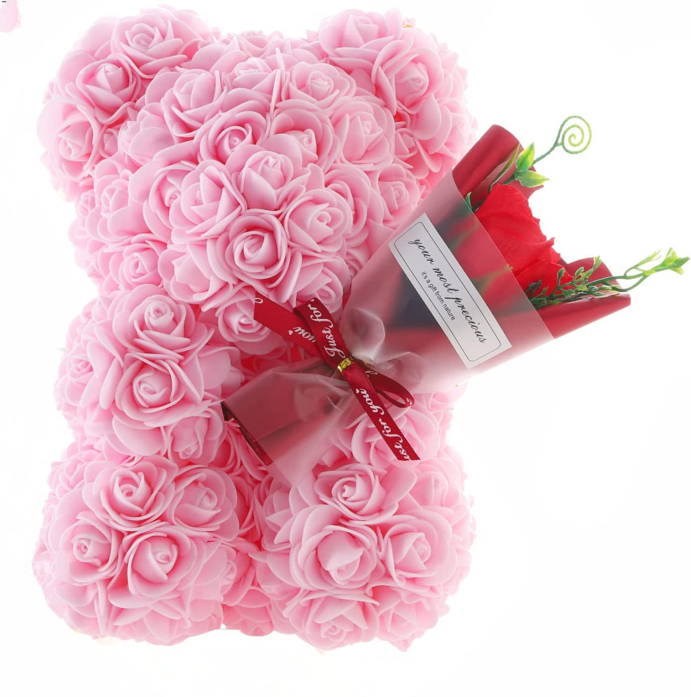 Everlasting Red Rose Bear Gift in Presentation Box | Handmade Eternal Flower Teddy