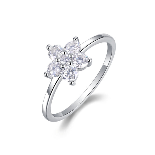 Luxury Silver Ring Set With Top-quality Moissanite D Color VVS , S925 Silver Plated With Platinum